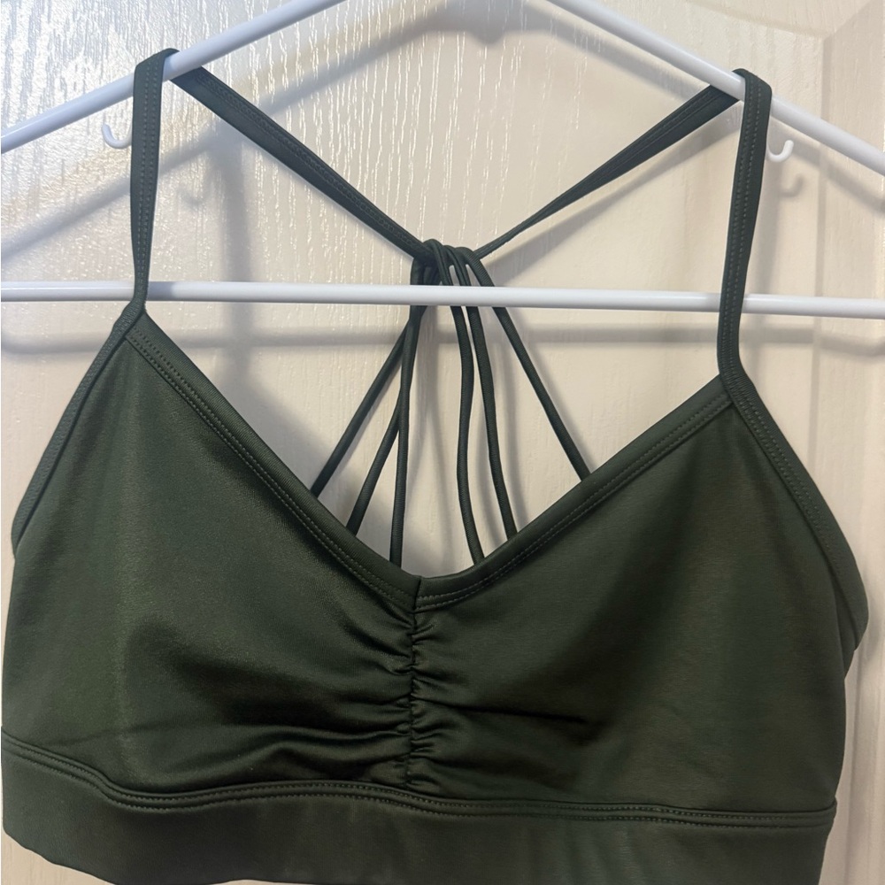 ALO Yoga Deep Green Sunny Strappy Bralette